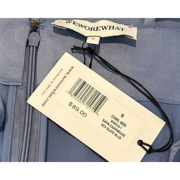 WeWoreWhat Women's Cowl Midi Dress Slate Blue Slip Size 6 NWT - Picture 6 of 7